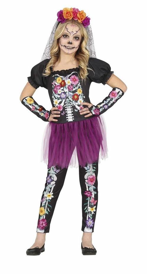 Dia De Los Muertos Kostuum Meisje, Hobby en Vrije tijd, Feestartikelen, Nieuw, Verzenden