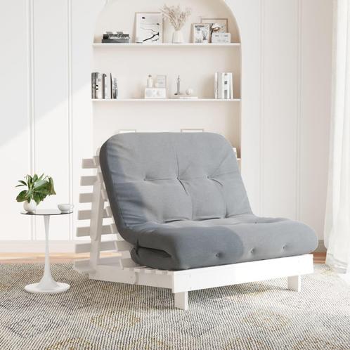 vidaXL Futon slaapbank met matras 100x206x11 cm massief, Huis en Inrichting, Slaapkamer | Slaapbanken, Wit, Nieuw, Verzenden