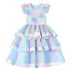Prinsessenjurk - Luxe Unicorn jurk - Blauwe regenboog, Kinderen en Baby's, Nieuw, Ophalen of Verzenden