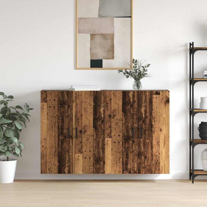 vidaXL Wandgemonteerde Kasten 2 pcs Oud hout 69.5 x 34 x 90, Huis en Inrichting, Kasten | Buffetkasten, Nieuw, 50 tot 100 cm, Overige houtsoorten