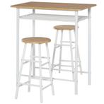 Bartafel En Stoelenset Natuur Wit 3-delig 80 Cm X 50 Cm X 90, Huis en Inrichting, Tafels | Statafels, Nieuw, Verzenden