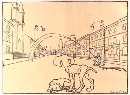 Twee honden op de weg (lijst optie, lithos), Antiek en Kunst, Kunst | Litho's en Zeefdrukken, Verzenden