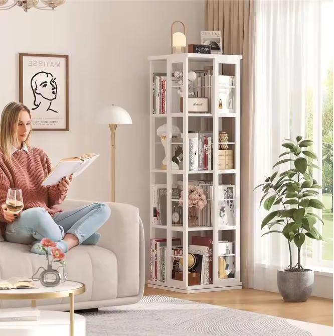 Draaibare Boekenkast 360° – Hoekkast met 4 Lagen Hout, Huis en Inrichting, Kasten | Boekenkasten, Nieuw, Verzenden