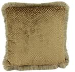Kussen Claudi Velvella Dark Gold + Fringe Gold - 50x50, Nieuw