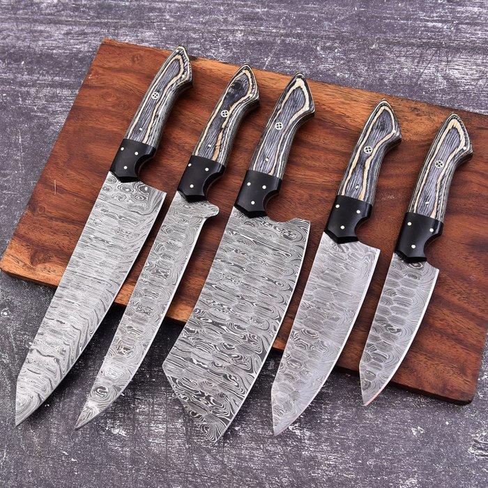 Keukenmes - Chefs knife - Gevouwen staal, Pakka-hout en, Antiek en Kunst, Antiek | Keukenbenodigdheden
