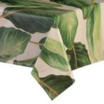 Tafelkleed Gecoat - 140 x 250 cm - Green leaves - linnenmix
