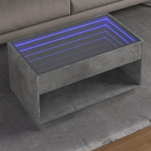 vidaXL Salontafel met Infinity LED 90x50x50 cm betongrijs, Huis en Inrichting, Tafels | Salontafels, 50 tot 100 cm, Nieuw, Overige houtsoorten