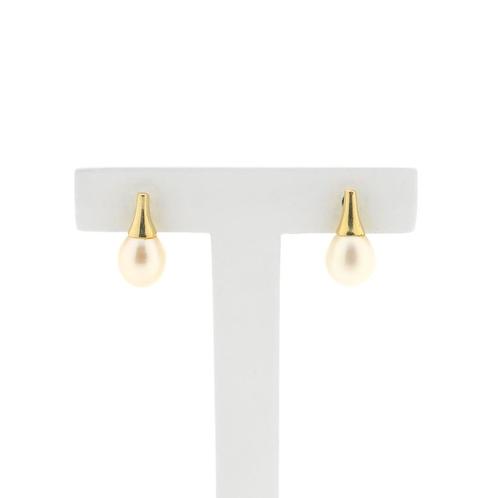 Gouden oorstekers met parel (vintage oorbellen, oorbellen), Sieraden, Tassen en Uiterlijk, Oorbellen, Overige kleuren, Gebruikt