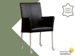 Leren eetkamerstoel Comfort met wieltjes en armleuning -, Huis en Inrichting, Stoelen, Overige kleuren, Nieuw, Leer, Ophalen of Verzenden