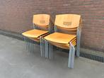 (10) Ahrend stapelbare stoelen – hout &amp; staal, Huis en Inrichting, Ophalen, Bruin, Nieuw, Vijf, Zes of meer stoelen