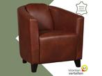 Leren fauteuil Press - Granada Savannah (cognac) - Poten, Huis en Inrichting, Fauteuils, Nieuw, Ophalen of Verzenden, Eigentijds, Klassiek, Retro, Romantisch, Vintage