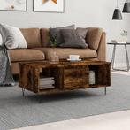 vidaXL Salontafel 90x50x36,5 cm bewerkt hout gerookt, Huis en Inrichting, Tafels | Salontafels, 50 tot 100 cm, Verzenden, Nieuw