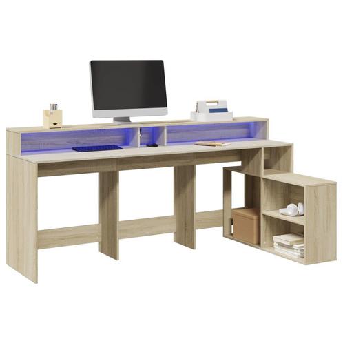 vidaXL Bureau met LED-verlichting 200x104x91 cm hout sonoma, Huis en Inrichting, Bureaus, Nieuw, Verzenden