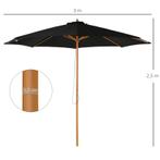 TRUUSK Parasol Hout 300 Cm Houten Parasol Tuinparasol Balkon, Tuin en Terras, Parasols, Verzenden, Nieuw