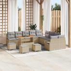 vidaXL Tuin Sofa Set met kussen 14 pcs Beige Poly riet, Verzenden, Nieuw, Rotan
