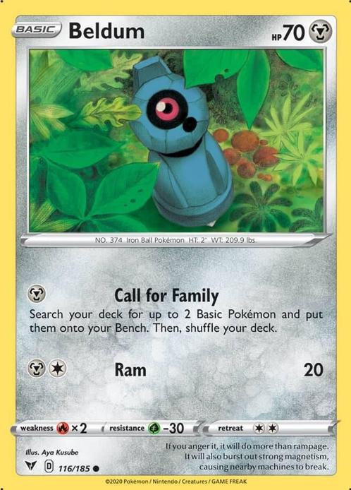 Beldum 116/185 Vivid Voltage, Hobby en Vrije tijd, Verzamelkaartspellen | Pokémon, Losse kaart, Nieuw, Foil, Ophalen of Verzenden