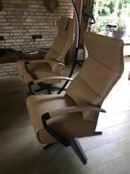 2 leren relaxfauteuils met stalen frame - bruin leer, Ophalen of Verzenden, Nieuw, Leer