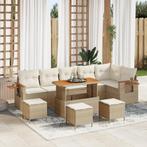 vidaXL 10-delige Tuinbankenset met kussens poly rattan, Verzenden, Nieuw, Rotan