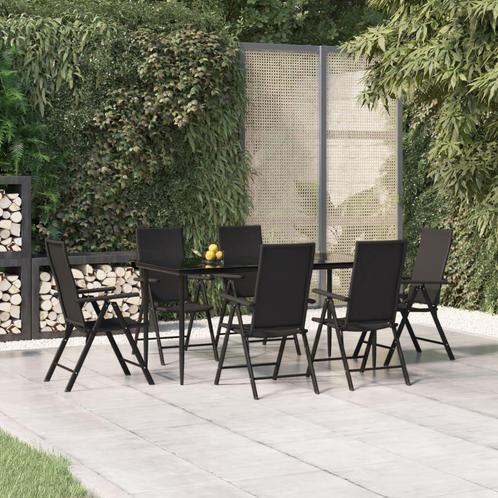 vidaXL 7-delige Tuinset poly rattan zwart, Tuin en Terras, Tuinsets en Loungesets, Tuinset, Nieuw, 6 zitplaatsen, Rotan, Verzenden