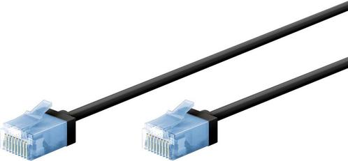 Ultra flexibele 0,25 M CAT 6A-patchkabel, dun, U/UTP, zwart, Computers en Software, Pc- en Netwerkkabels, Nieuw, Ophalen of Verzenden
