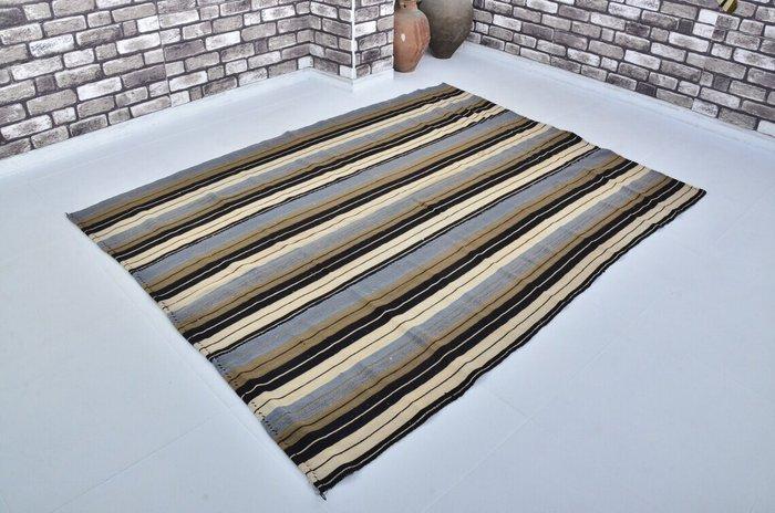 Streep handgemaakt vintage kelimdeken - Vloerkleed - 259 cm, Huis en Inrichting, Stoffering | Tapijten en Kleden