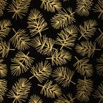 Inpakpapier Kerst Cadeaupapier Pine  Black Gold - Breedte 60, Ophalen of Verzenden