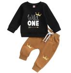 Wild One 1e verjaardagset met bruine broek + zwarte sweater, Kinderen en Baby's, Babykleding | Maat 80, Verzenden, Nieuw, Sweet-One