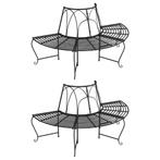 vidaXL Boombanken 2 st halfrond Ø159 cm staal zwart, Verzenden, Nieuw, Metaal