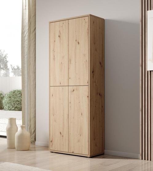 Meubella - Schoenenkast Amber - Eiken - 75x35x192 cm, Huis en Inrichting, Kasten | Vitrinekasten, 25 tot 50 cm, Nieuw, 150 tot 200 cm