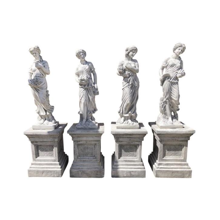Set van 4 godinnen op sokkel - jaargetijden - steen - 160 cm, Tuin en Terras, Tuinbeelden, Ophalen of Verzenden