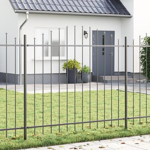 vidaXL Tuinhek met boog 6,8x1,5 m staal grijs, Tuin en Terras, Schuttingen, Nieuw, IJzer, Verzenden