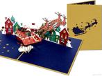Gouden Pop-up Kerstkaart Kerstman & rendieren, Verzenden, Nieuw