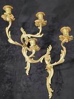 Wandkandelaar (2) - Verguld brons - paar bronzen wandlampen