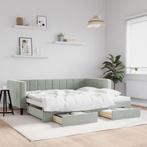 vidaXL Slaapbank onderschuifbed en lades 90x190 cm fluweel, Huis en Inrichting, 90 cm, Eenpersoons, Verzenden, Nieuw
