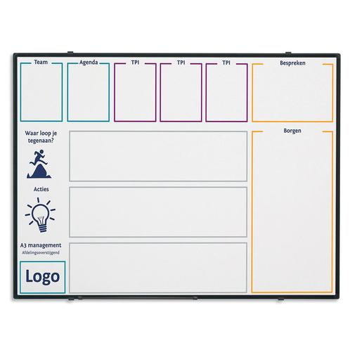 Whiteboard Bedrukt - Softline profiel 8 mm zwart - 90 x 120, Zakelijke goederen, Kantoor en Winkelinrichting | Kantoormeubilair en Inrichting