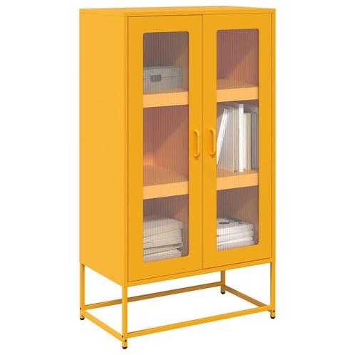 vidaXL buffetkast 68x39x123 cm staal mosterdgeel, Huis en Inrichting, Kasten | Buffetkasten, Nieuw, Metaal, Verzenden