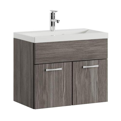 Badkamermeubel Montreal Set 01 60 x 35 cm Grijs Eiken, Huis en Inrichting, Badkamer | Badkamermeubels, Nieuw, Wastafelkast, Verzenden