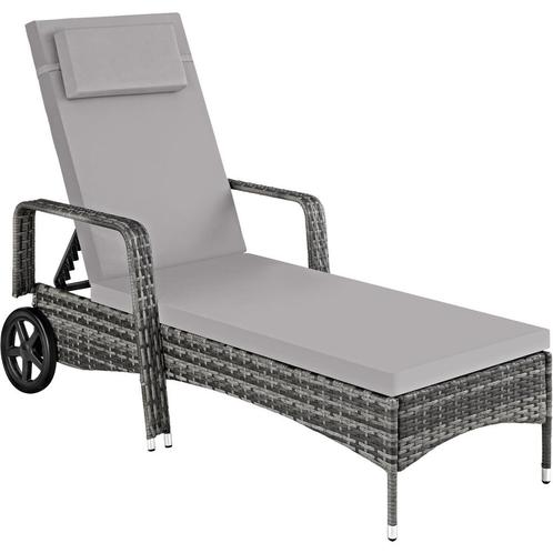 Wicker ligbed met wielen - grijs/lichtgrijs, Tuin en Terras, Tuinsets en Loungesets, Verzenden