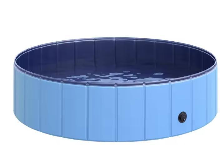Opvouwbaar Hondenzwembad – Kunststof en Hout Ø120 x H30 cm, Dieren en Toebehoren, Honden-accessoires, Nieuw, Verzenden