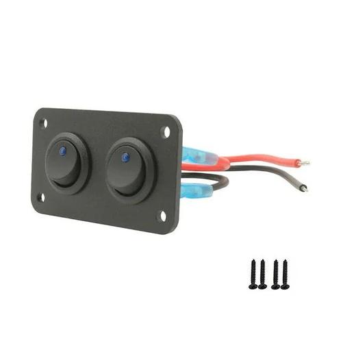 Inbouwschakelaars met bevestigingsplaat - 2 knoppen - 12V, Doe-het-zelf en Verbouw, Elektra en Kabels, Schakelaar, Nieuw, Ophalen of Verzenden