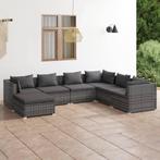 vidaXL 7-delige Loungeset met kussens poly rattan grijs, Tuin en Terras, Verzenden, Nieuw, Rotan, Loungeset