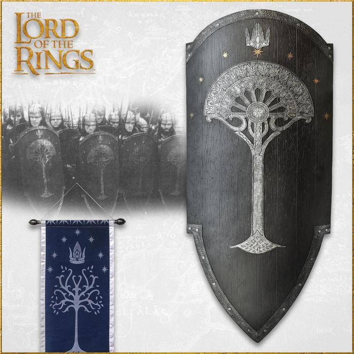 Lord of the Rings Replica 1/1 Gondorian Shield with Flag, Verzamelen, Lord of the Rings, Nieuw, Ophalen of Verzenden