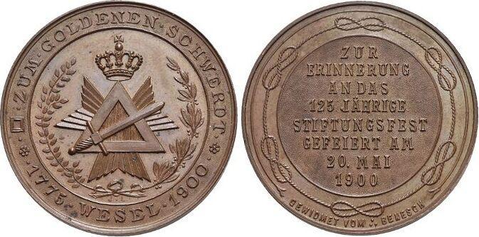 Bronze-medaille 1900 Wesel-stadt, Postzegels en Munten, Penningen en Medailles, Verzenden