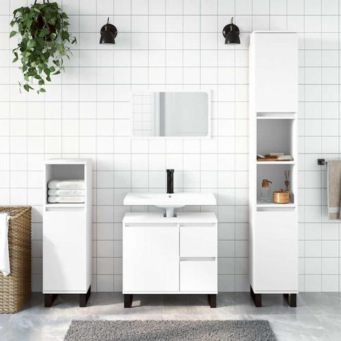 vidaXL Badkamerkast 65x33x60 cm bewerkt hout wit, Huis en Inrichting, Badkamer | Badkamermeubels, Nieuw, Minder dan 100 cm, Verzenden