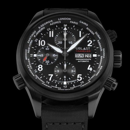 Ublast - Traveler Chronograph World Time - REF.UBTRCH47BK -, Sieraden, Tassen en Uiterlijk, Horloges | Heren