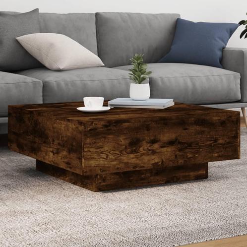 vidaXL Salontafel met LED-verlichting 80x80x31 cm gerookt, Huis en Inrichting, Tafels | Salontafels, 50 tot 100 cm, Nieuw, Overige houtsoorten