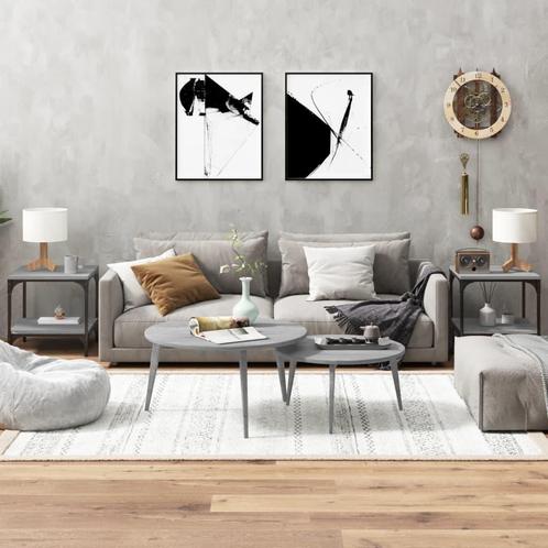 vidaXL Bijzettafels 2 st 40x40x40 cm bewerkt hout grijs, Huis en Inrichting, Tafels | Salontafels, 50 tot 100 cm, Nieuw, Overige houtsoorten