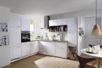 Moderne witte keuken van hoogwaardige kwaliteit., Nieuw, Hoekkeuken, Hoogglans of Gelakt, Kunststof