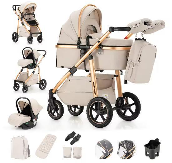 3-in-1 Kinderwagen met Opvouwbaar Aluminium Frame en Wieg, Kinderen en Baby's, Kinderwagens en Combinaties, Nieuw, Verzenden