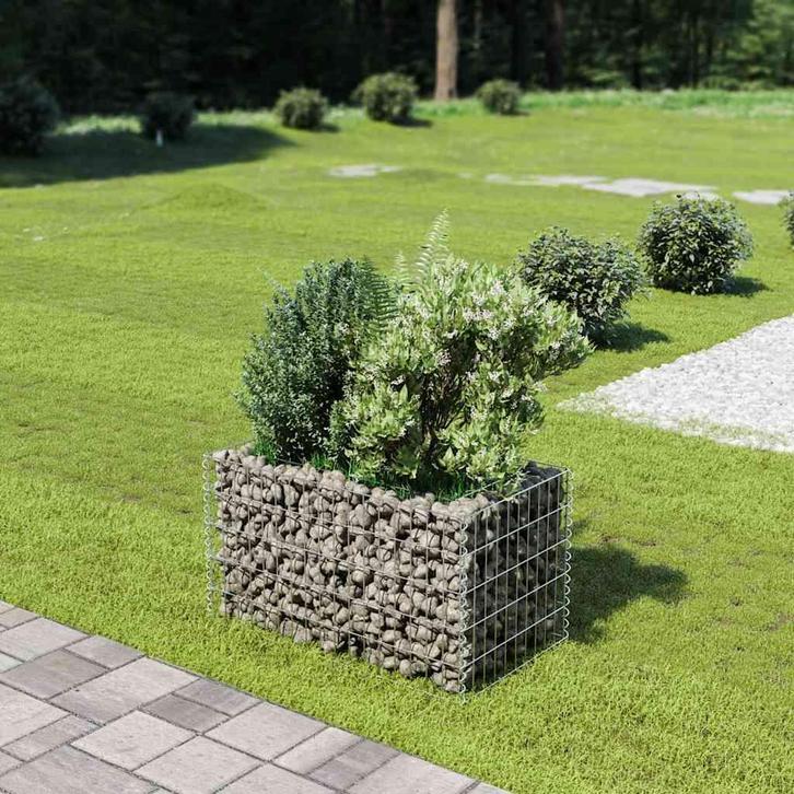 vidaXL Gabion plantenbak verhoogd 90x50x50 cm gegalvaniseerd, Tuin en Terras, Bloembakken en Plantenbakken, 60 tot 100 cm, Nieuw
